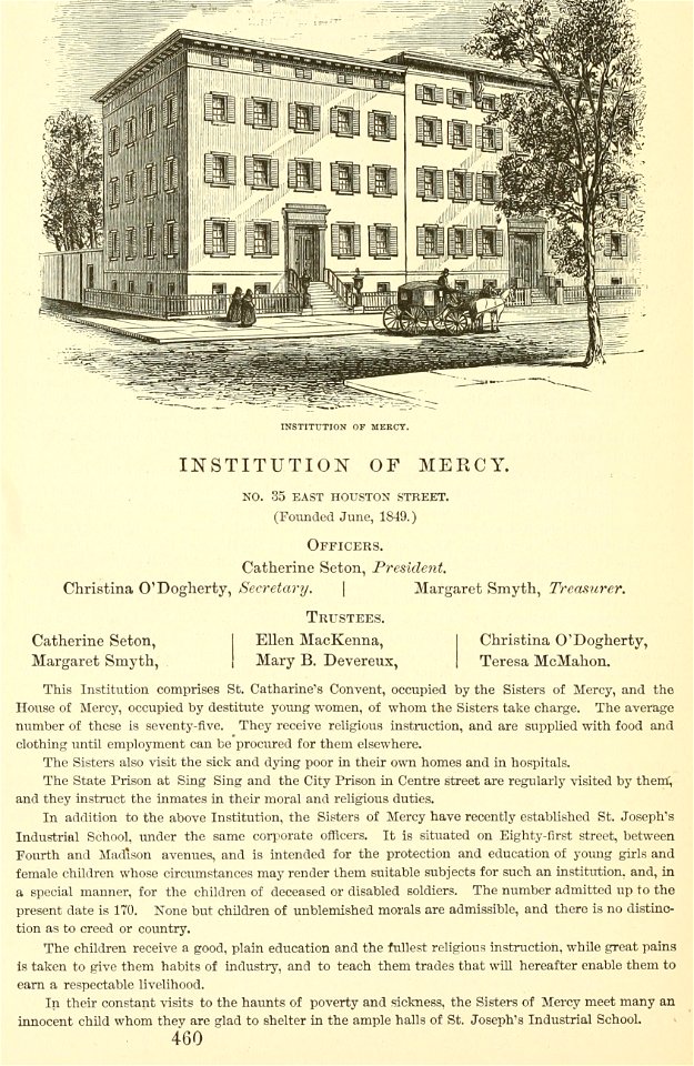 Institution of Mercy, New York City, Valentine's Manual