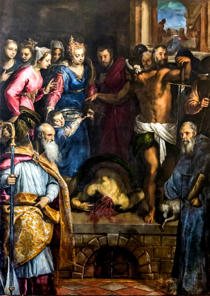 Interior of Chiesa dei Gesuiti (Venice) - sacristy - Martirio di San Giovanni Battista tra San Lanfranco e San Liberio (1610) by Palma il Giovane