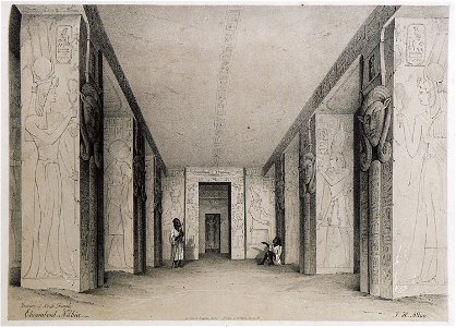Interior of north temple Ebsamboul Nubia - Allan John H - 1843. Free illustration for personal and commercial use.