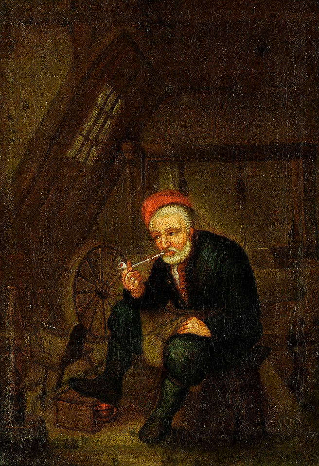 Interieur mit einem rauchenden Bauer NL 18c