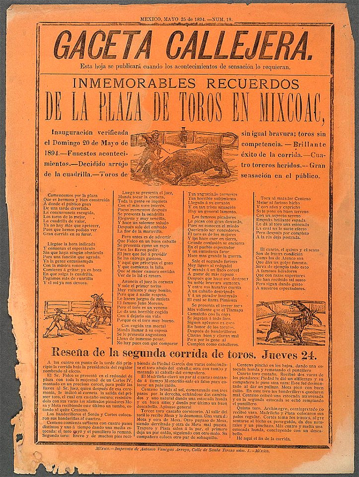 Inmemorables recuerdos de la plaza de toros en Mixcoac, inauguración verificada el Domingo, 20 de Mayo de 1894 LCCN99615852