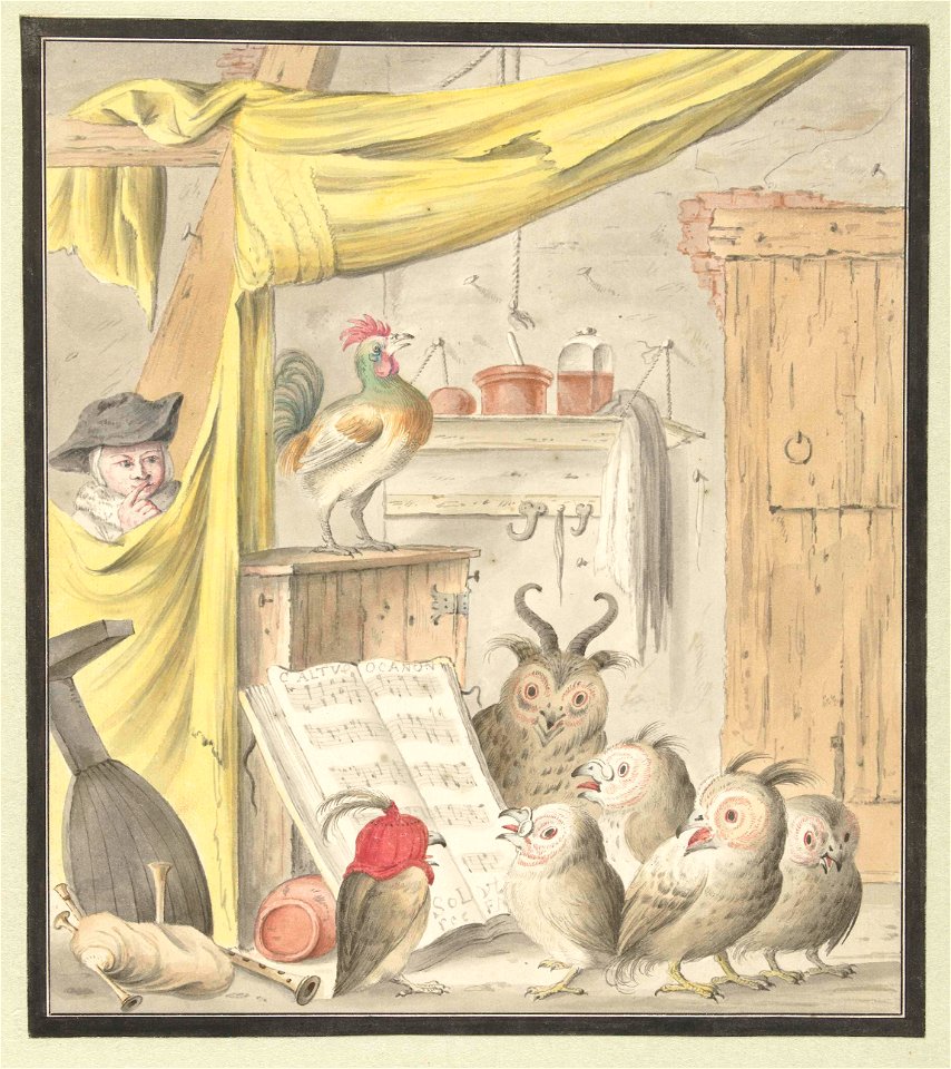 Interieur met vogelconcert