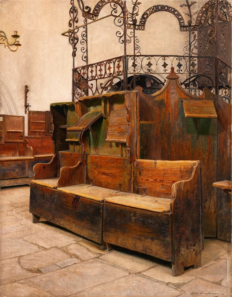Interior of the Holleschau Synagogue, by Isidor Kaufmann