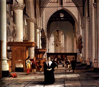 Interior of the Sint-Laurenskerk in Rotterdam by Cornelis de Man. Free illustration for personal and commercial use.