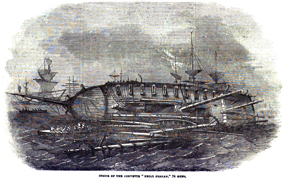 Inside of the corvette Nedji Fesham, 24 guns - ILN 1854