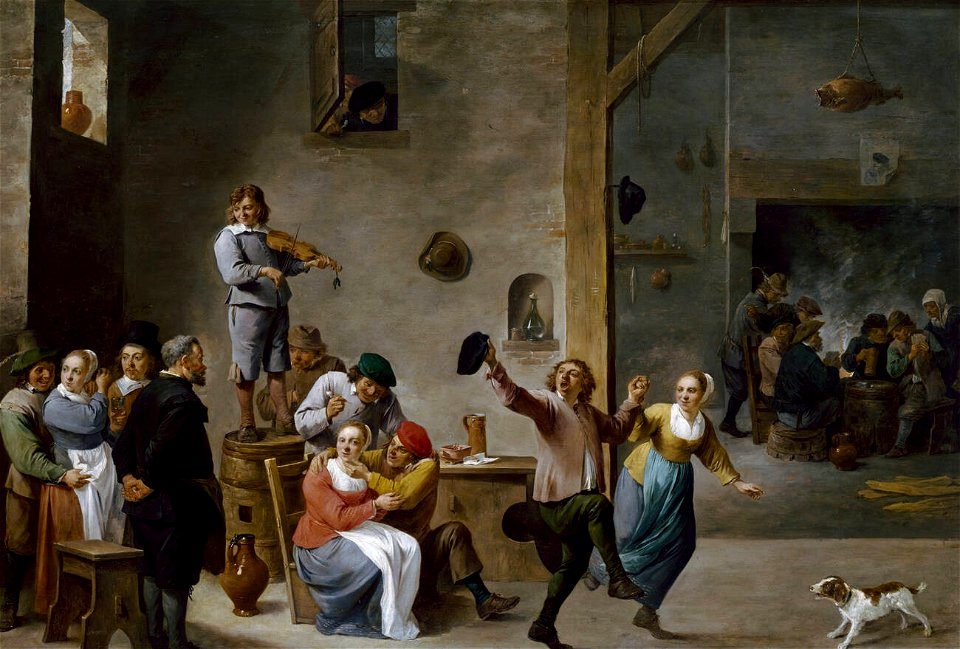 Interior-of-inn-with-dancing-peasants-by-david-teniers-ii
