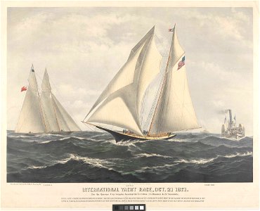 International Yacht Race, Oct. 21 1871. For the Queen's Cup Sappho beating the Livonia RMG PY8744