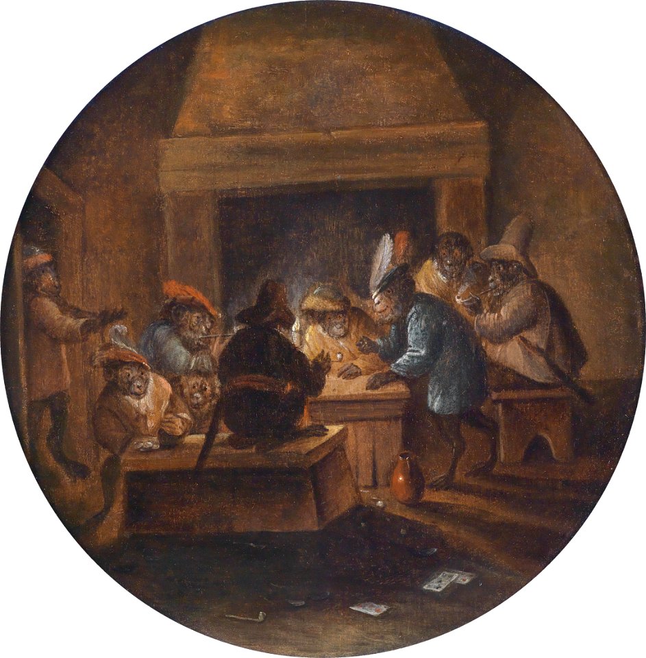 Interieur mit Affengesellschaft