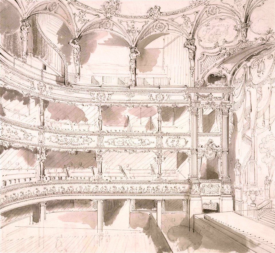 Interior of St. James Theatre, London (sketch) by John Gregory Crace