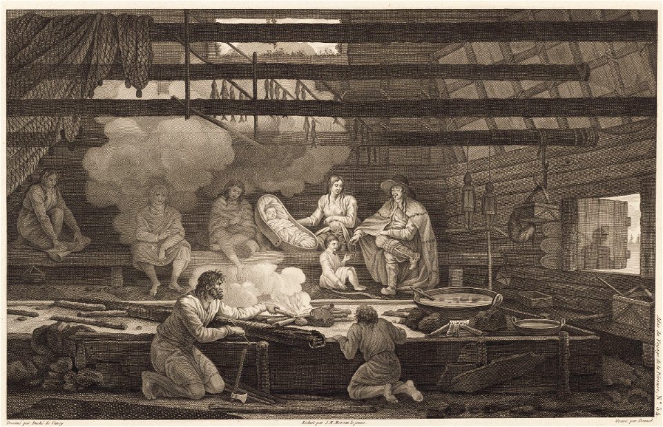 Intérieur maison et habitants de la cote de Tartarie baie de Castrie 1787