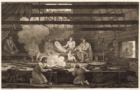 Intérieur maison et habitants de la cote de Tartarie baie de Castrie 1787