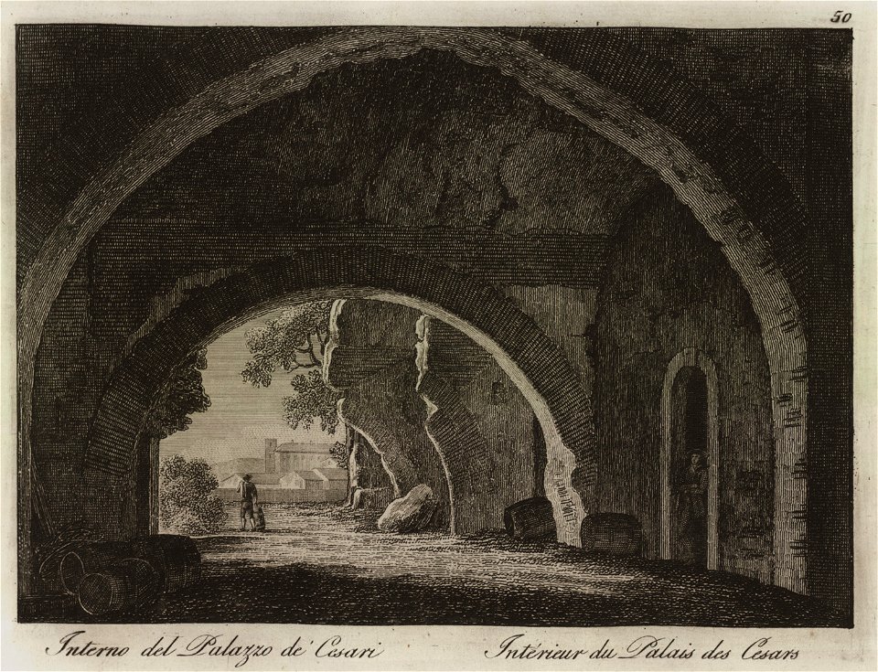 Interno del Palazzo de Cesari - Li Monumenti Piú Celebri Di Roma Antica E Moderna Disegnati Da Vero Ed Incisi Dai Migliori Artisti Rome Presso Po - 1850