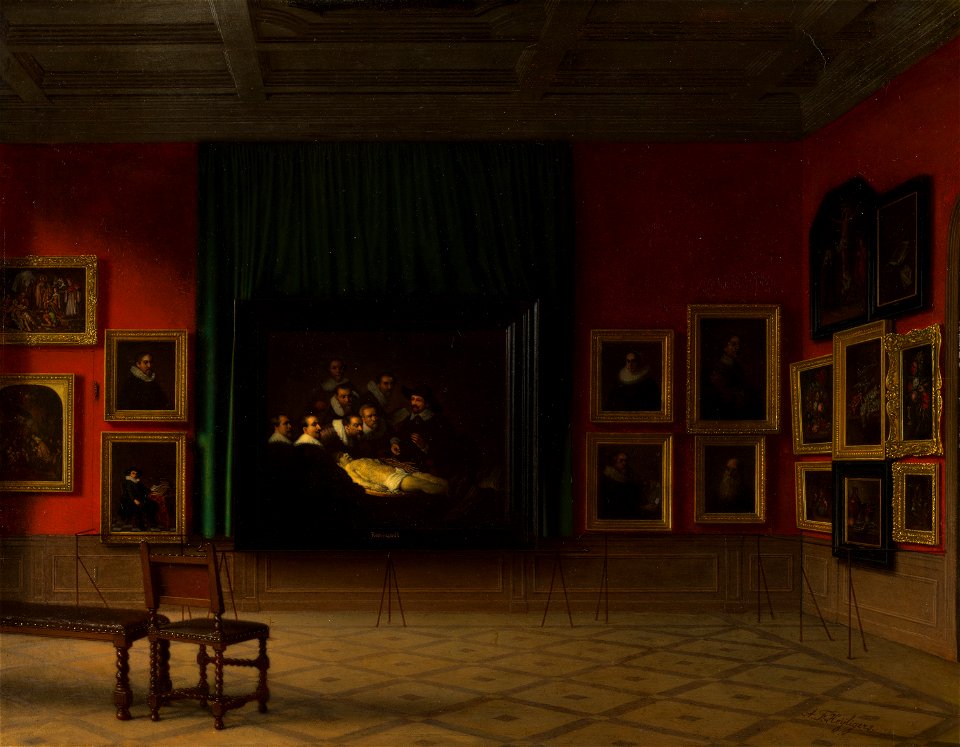 Interior of the Rembrandt Room in the Mauritshuis in 1884 by Antoon François Heijligers Mauritshuis 1055