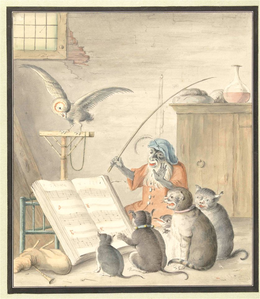 Interieur met kattenconcert