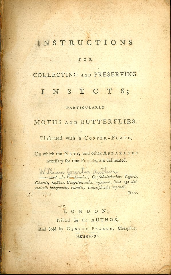 Instructions for collecting and preserving insects. Curtis