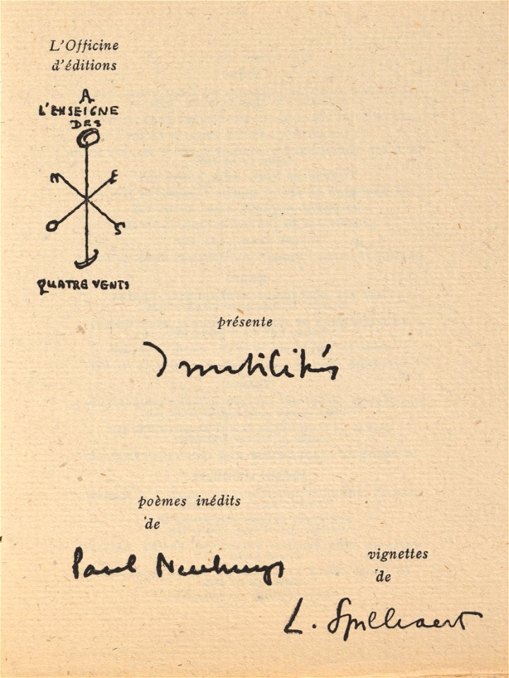 Inutilités. Poèmes., Léon Spilliaert, Paul Neuhuys (L'Officine d'éditions À l'Enseigne des Quatre Vents, K. Resseler), Mu.ZEE Oostende, SM002088 (1)