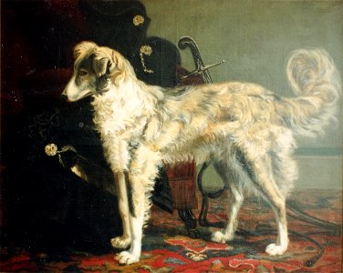 Interieur met een hond door Anna Wolterbeek