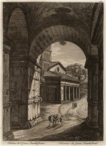 Interno di Giano Quadrifronte - Li Monumenti Piú Celebri Di Roma Antica E Moderna Disegnati Da Vero Ed Incisi Dai Migliori Artisti Rome Presso Po - 1850