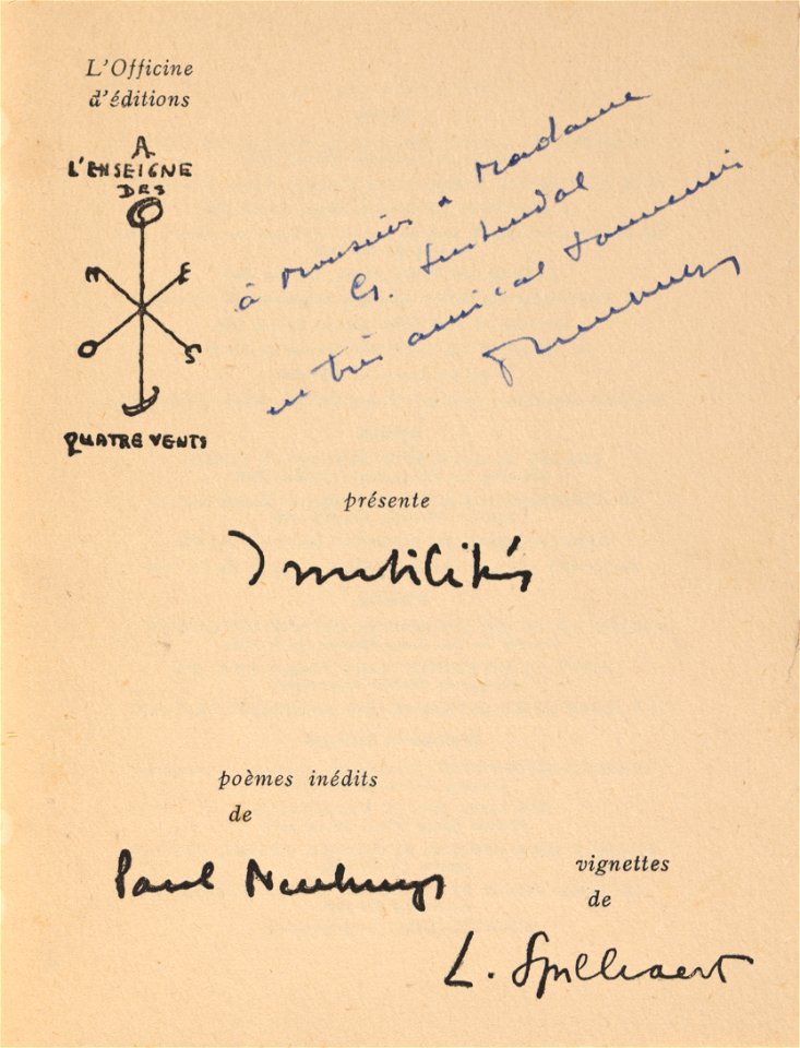 Inutilités. Poèmes., Léon Spilliaert, Paul Neuhuys (L'Officine d'éditions À l'Enseigne des Quatre Vents, K. Resseler), Mu.ZEE Oostende, SM002524 (1)