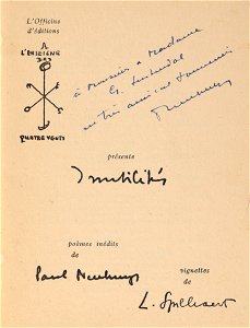 Inutilités. Poèmes., Léon Spilliaert, Paul Neuhuys (L'Officine d'éditions À l'Enseigne des Quatre Vents, K. Resseler), Mu.ZEE Oostende, SM002524 (1)