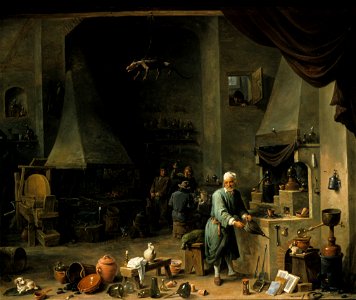 Interior of a Laboratory with an Alchemist 17th century David Teniers II