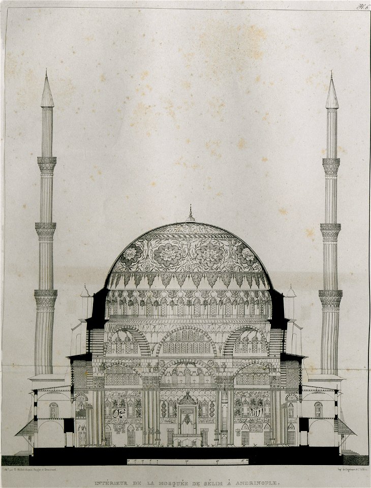 Intérieur de la mosquée de Sélim à Andrinople - Sayger C - 1834