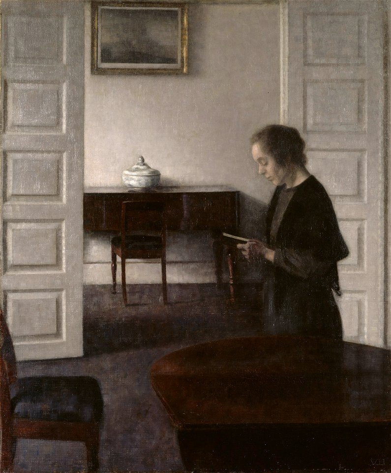 Interior with a Reading Lady (Vilhelm Hammershøi) - Nationalmuseum - 18752
