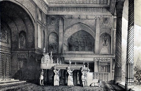 Interior view of the marble throne by Eugène Flandin