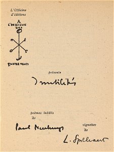 Inutilités. Poèmes., Léon Spilliaert, Paul Neuhuys (L'Officine d'éditions À l'Enseigne des Quatre Vents, K. Resseler), Mu.ZEE Oostende, SM002516 (1)