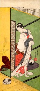 Ippitsusai Buncho - Courtesan with a Dog