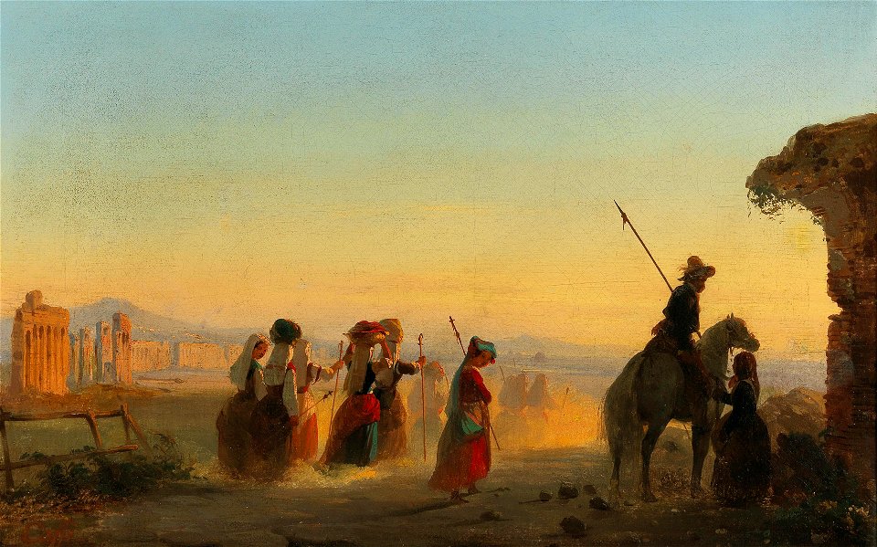 Ippolito Caffi - Rome, the Via Appia at dawn