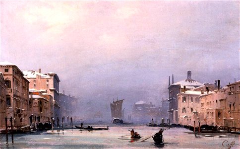 Ippolito Caffi - Snow and Fog on the Grand Canal - WGA03744