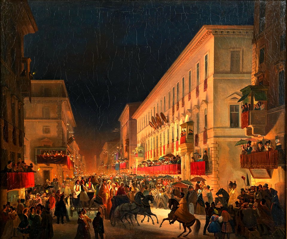 Ippolito Caffi - Carnival in Rome, the Feast of Moccoletti