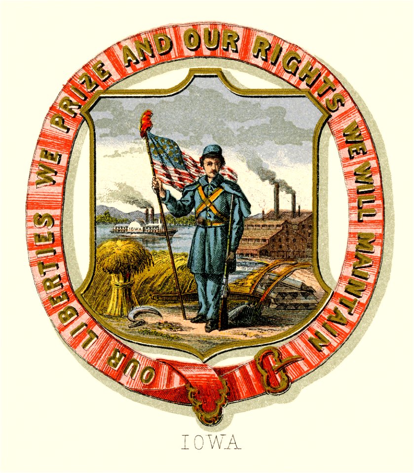 Iowa state coat of arms (1876, restored TIF)