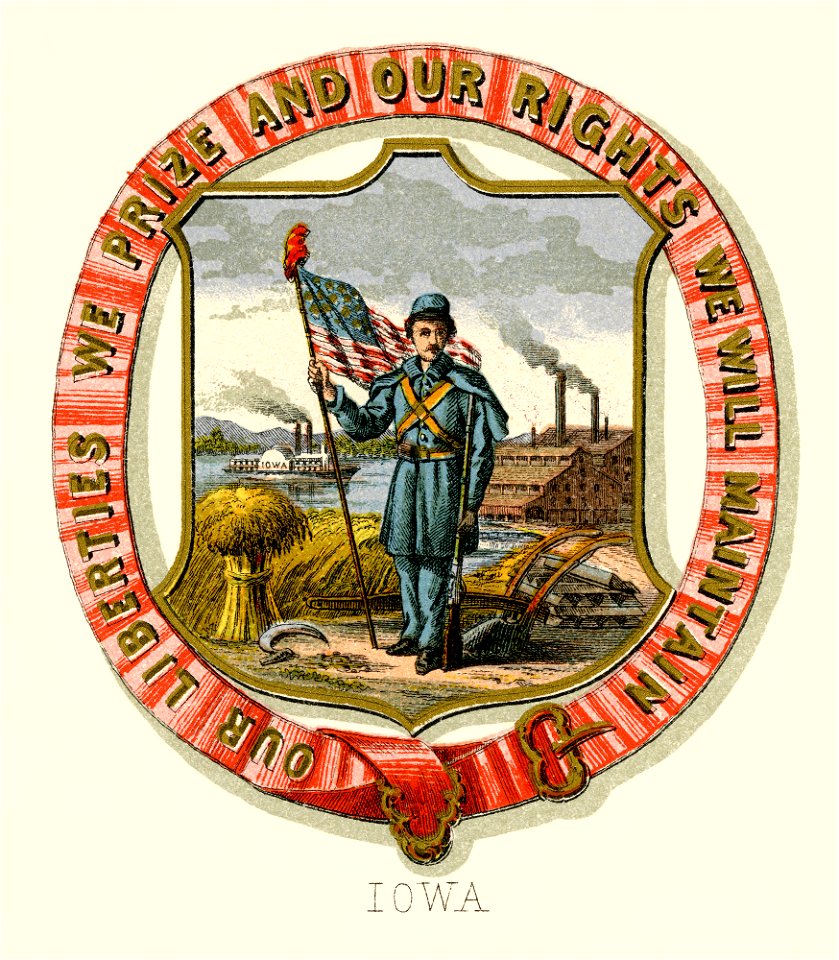 Iowa state coat of arms (illustrated, 1876)