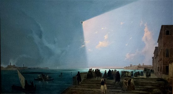 Ippolito Caffi, Eclisse di sole alle Fondamenta Nove (1842). Free illustration for personal and commercial use.