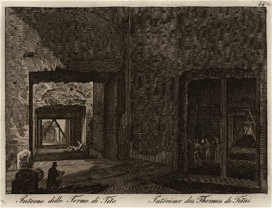 Interno delle Terme di Tito - Li Monumenti Piú Celebri Di Roma Antica E Moderna Disegnati Da Vero Ed Incisi Dai Migliori Artisti Rome Presso Po - 1850