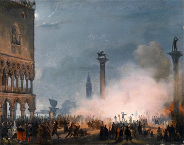 Ippolito Caffi Venedi Piazzetta bei Nacht