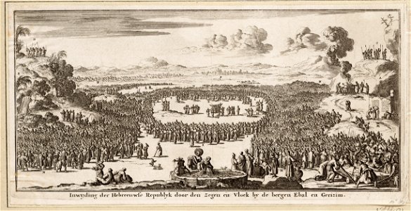 Inwijding der Hebreeuwse republyk door den zegen en vloek by de bergen Ebal en Gerizim, objectnr A 19825