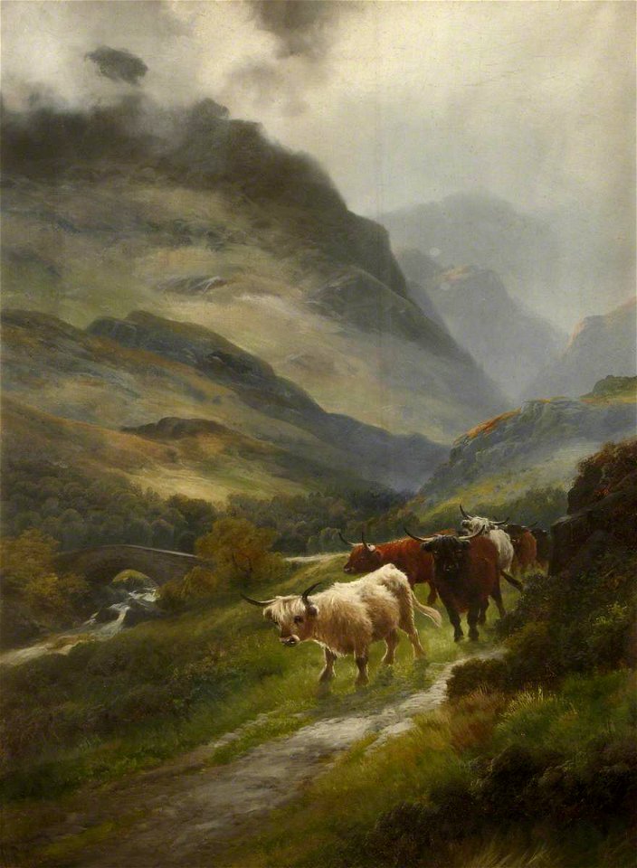 Irish School - Cattle Walking Along a Mountain Path (in the Glens of Antrim^) - 445514 - National Trust