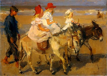 Isaac Israels - Donkeyride. Free illustration for personal and commercial use.