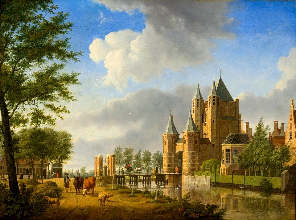 Isaac Ouwater - Gezicht op de Amsterdamse of Spaarnwouder Poort in Haarlem - BR2880 - Rijksmuseum Twenthe