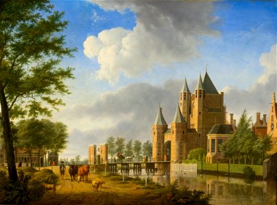 Isaac Ouwater - Gezicht op de Amsterdamse of Spaarnwouder Poort in Haarlem - BR2880 - Rijksmuseum Twenthe