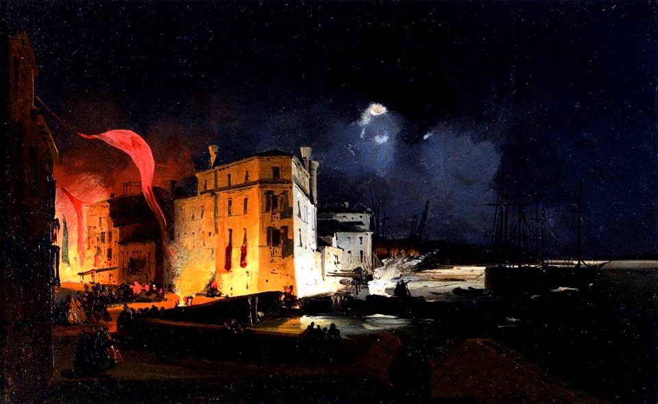 Ippolito Caffi - Nocturnal Celebrations in Via Eugenia at Venice - WGA03742