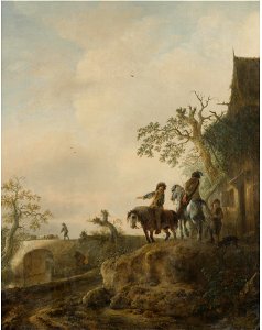 Isaac van Ostade - Landscape with horsemen halting at an inn L07034-197-lr-1