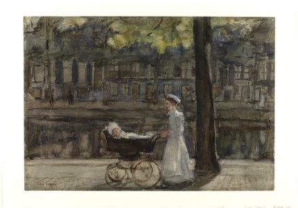 Isaac Israëls - Dienstmeisje met kinderwagen