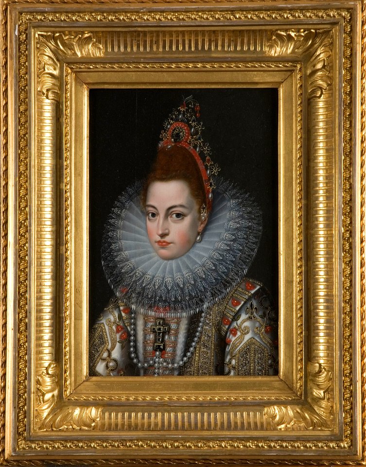 Isabella Klara Eugenia, 1566-1633, gift med ärkehertig Albrekt av Österrike (Frans Pourbus d.y.) - Nationalmuseum - 17574