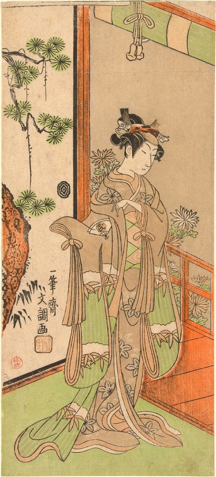 Acteur Onoe Tamizo in vrouwenrol-Rijksmuseum RP-P-1956-702