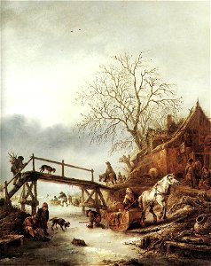 Isaac van Ostade - A Winter Scene - WGA16768. Free illustration for personal and commercial use.