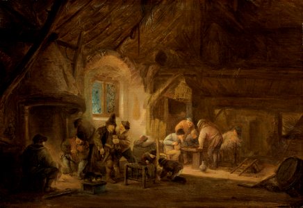 Isaac van Ostade - Peasants drinking and playing backgammon in an interior 1473N08712 4FLYN